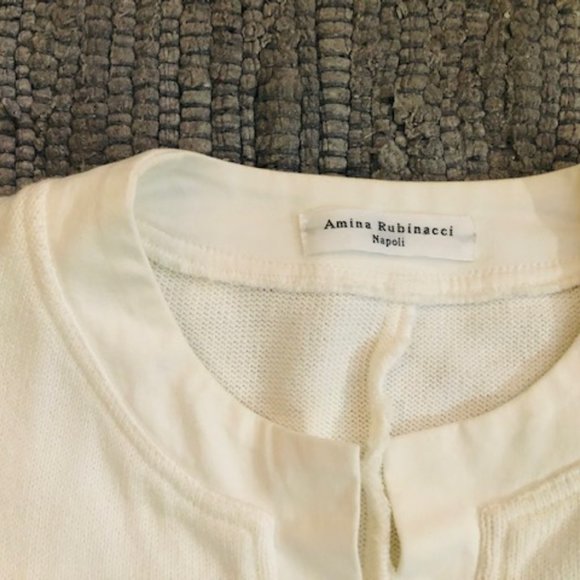 Versatile Amina Rubinacci white Sweater/Jacket gently worn Size 44 - Picture 2 of 9